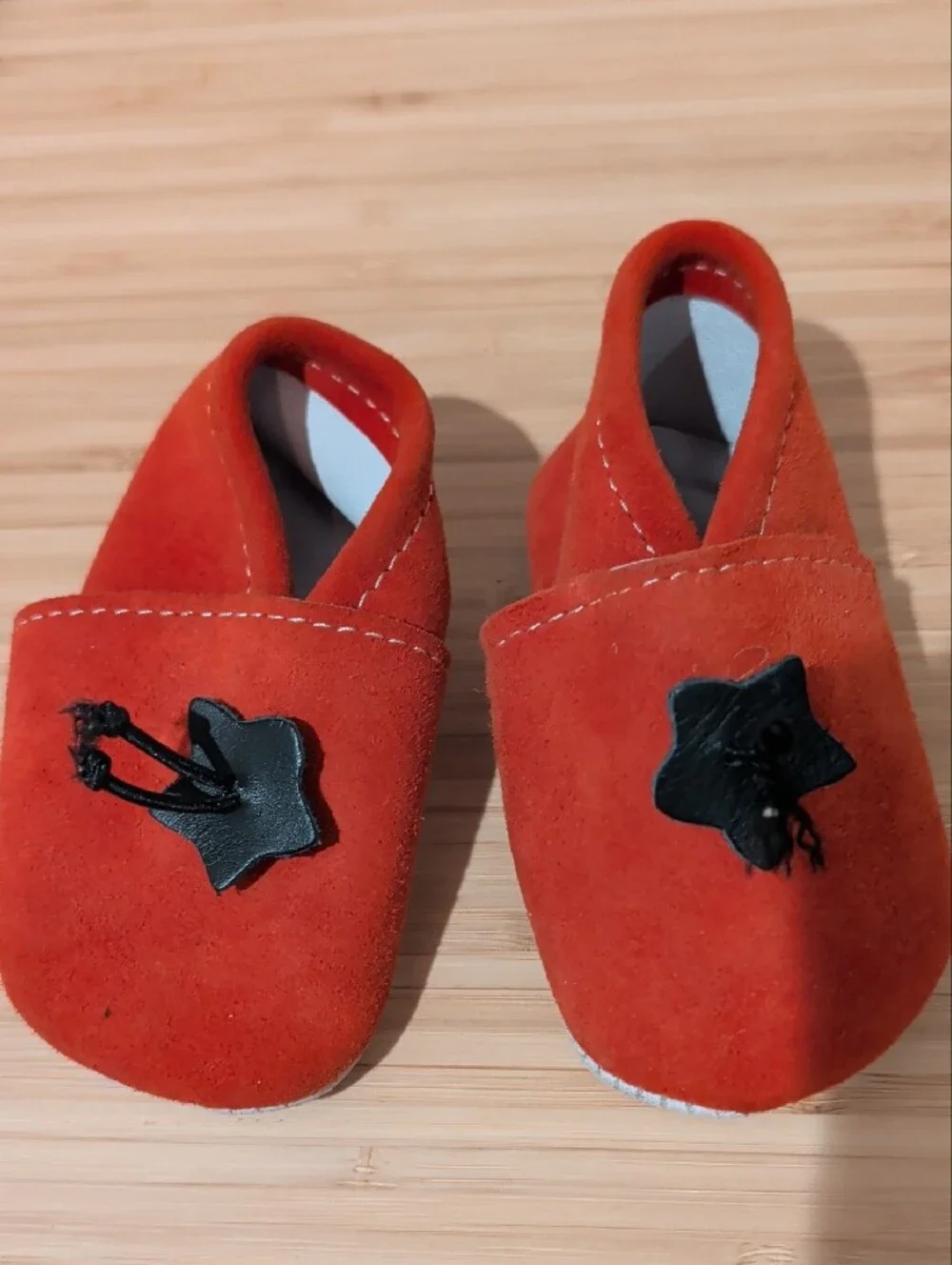 Red Suede Baby Shoes with Star Accent